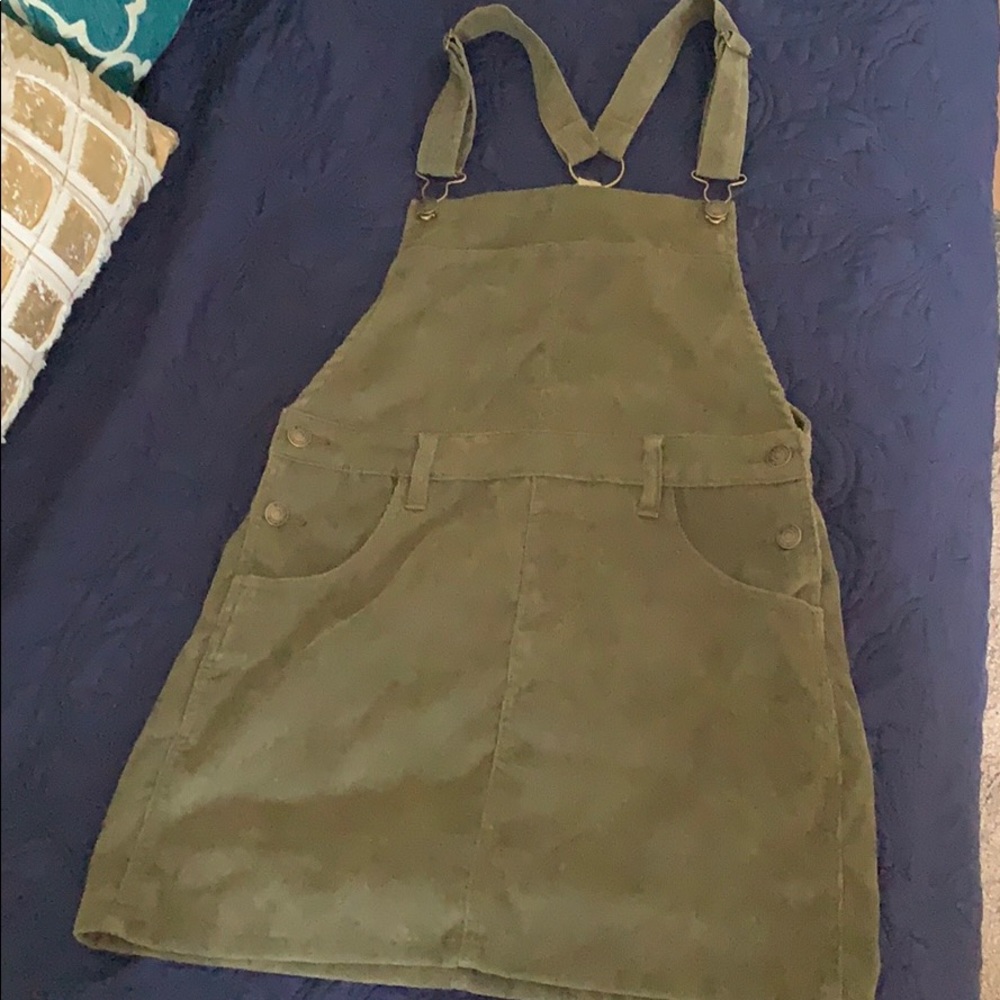 Corduroy olive green skirt overall - Picture 2 of 4